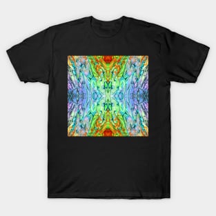 Mirrored Abstract in Green Blue Orange Lavender T-Shirt